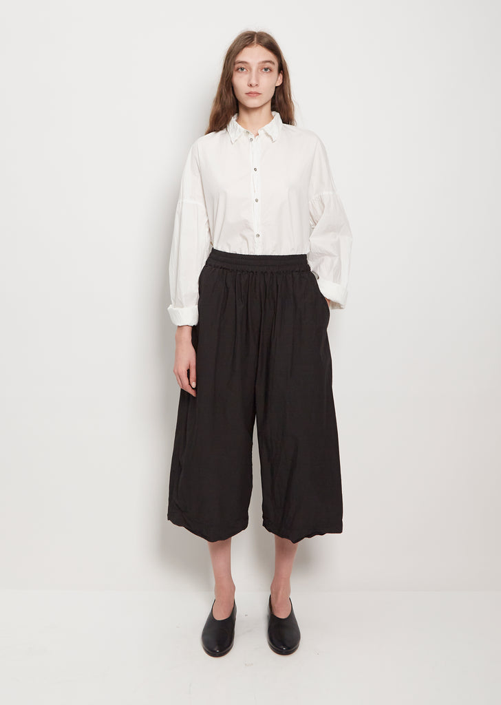 Tissue Cotton Wide Trousers — Black