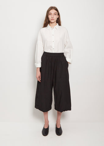 Tissue Cotton Wide Trousers — Black