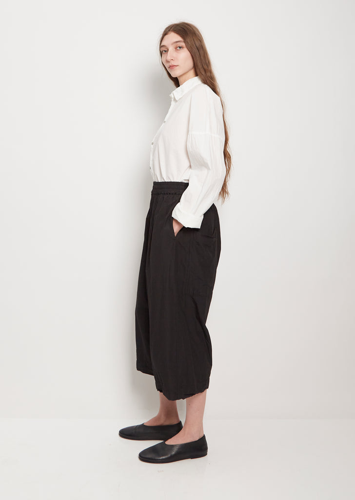 Tissue Cotton Wide Trousers — Black