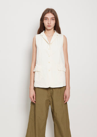 Cotton Canvas Sleeveless Blazer — Milk