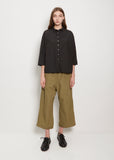 Tissue Cotton Short Collar Shirt — Black