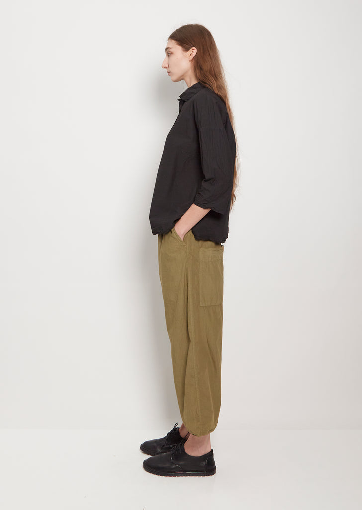 Tissue Cotton Short Collar Shirt — Black