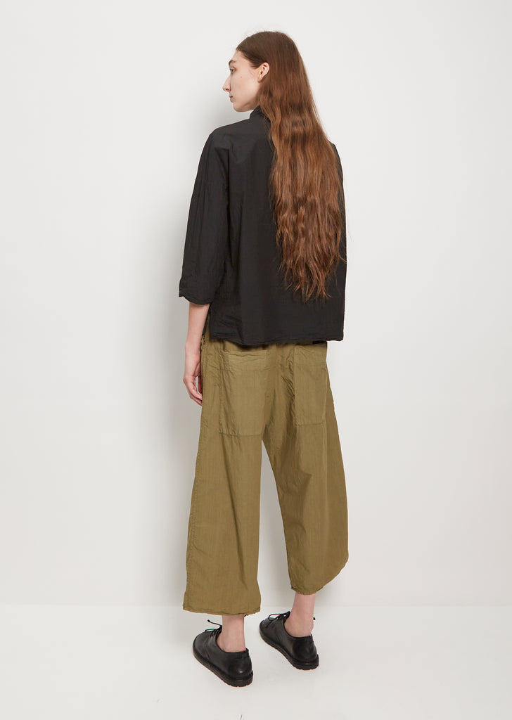 Tissue Cotton Short Collar Shirt — Black
