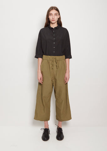 Tissue Cotton Wide & Short Trousers — Khaki