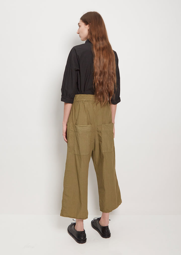 Tissue Cotton Wide & Short Trousers — Khaki