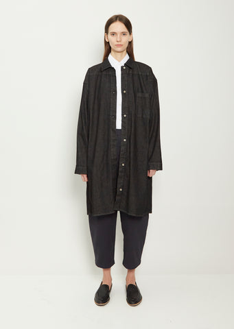 Washed Denim Workwear Smock Shirt