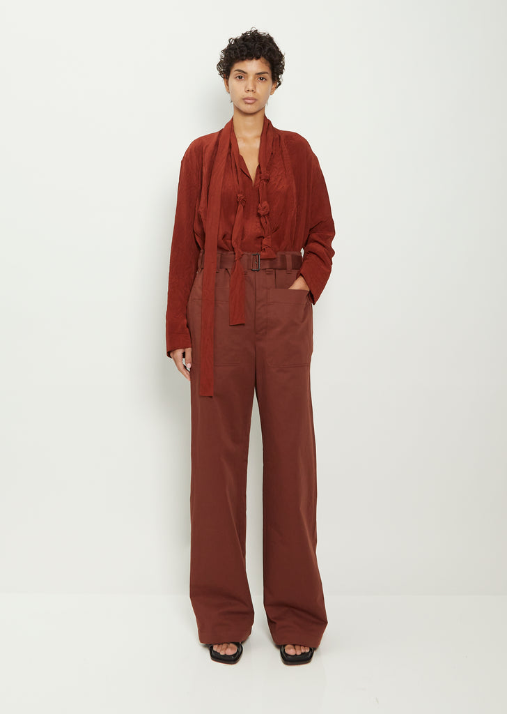 Belted Pocket Cotton Linen Pant