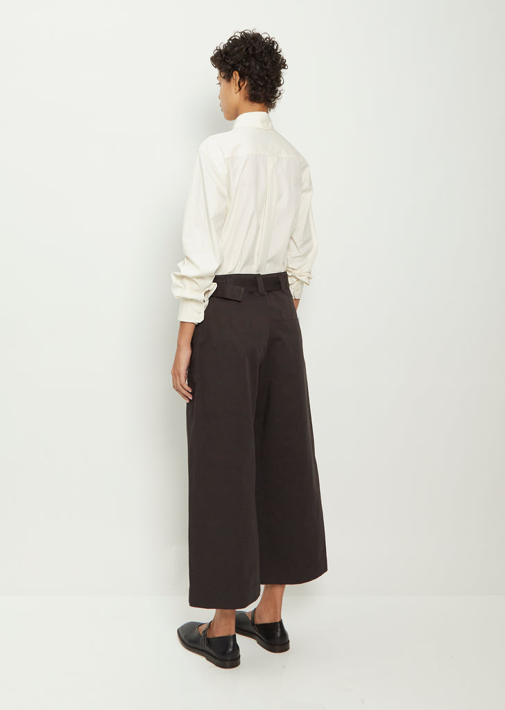 Cropped Belted Pocket Cotton Linen Pant