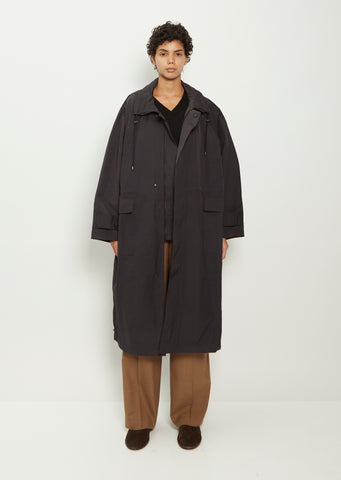 Hooded Parka Coat — Black