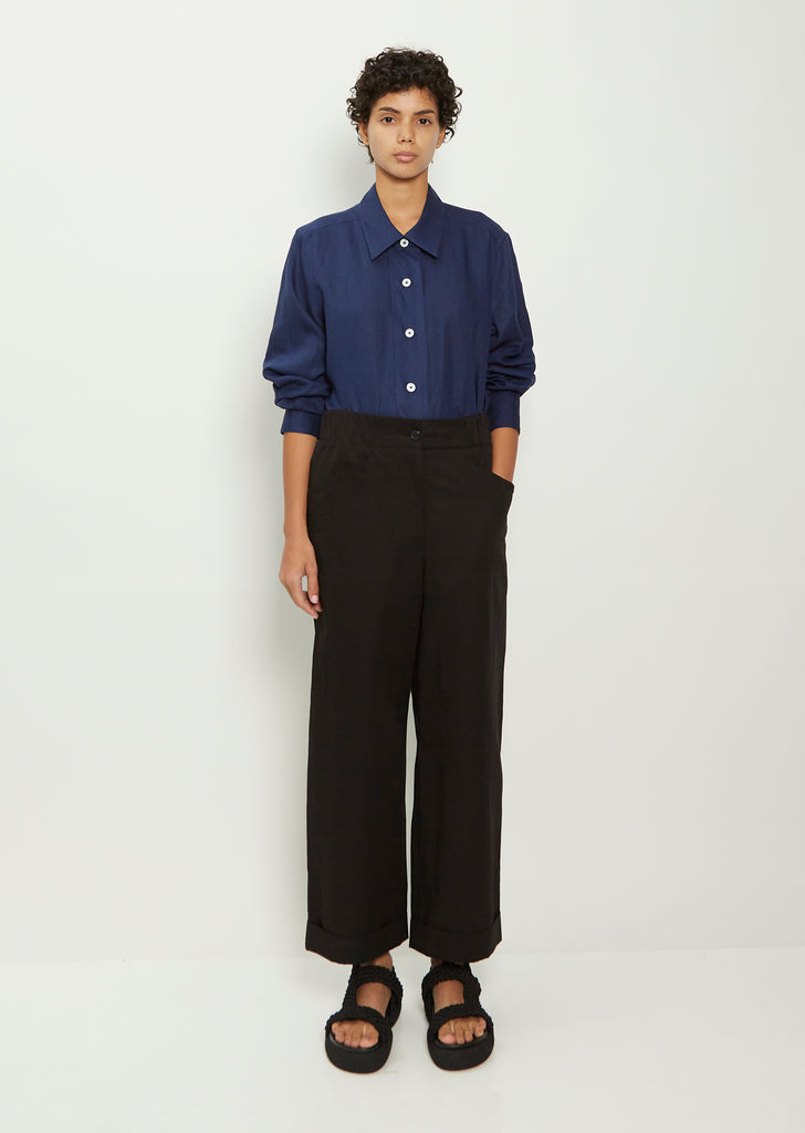Cotton Blend Relaxed Crop Trouser