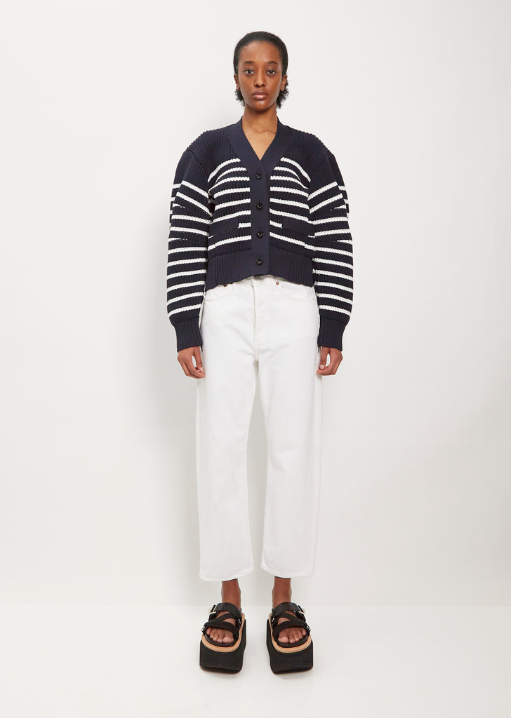 Horizontal Stripe Knit Cardigan