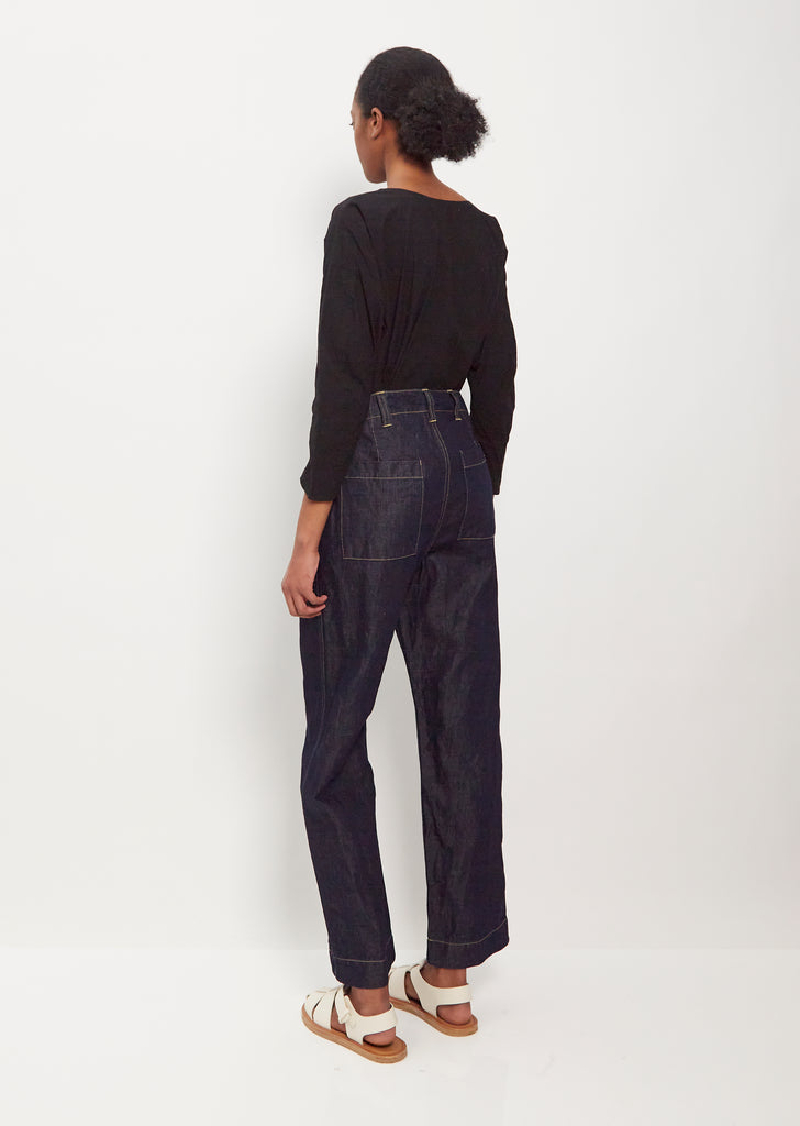 Drop Cotton Linen Blend Pants — Indigo