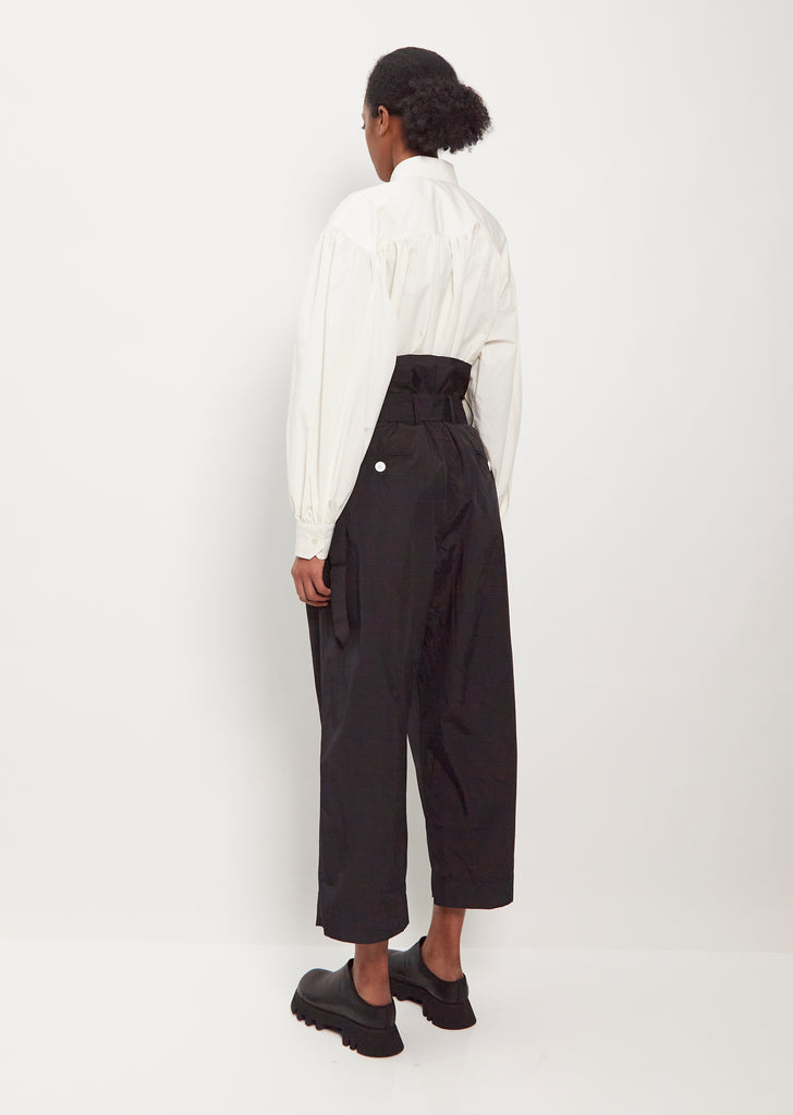 Belted Cotton Blend Trousers