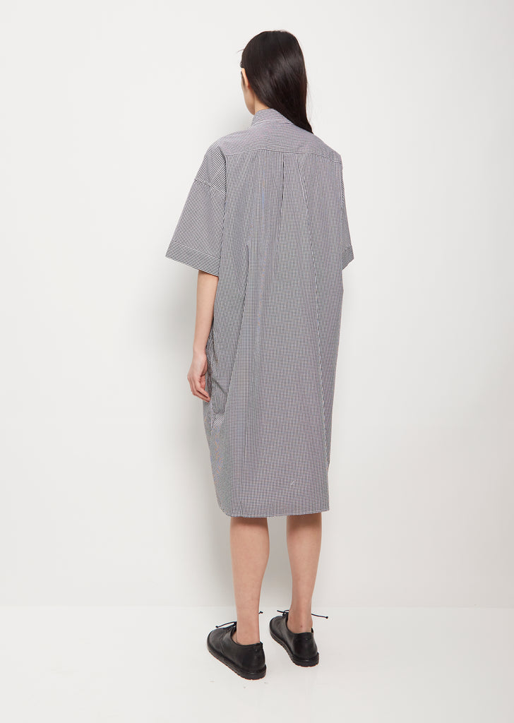 Gingham Cotton Collared Dress — Black Gingham