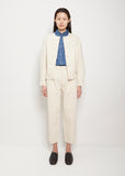 No Collar Cotton Blouson — Ecru