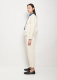 No Collar Cotton Blouson — Ecru