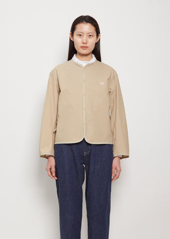 Collarless Nylon Jacket — Sand Beige
