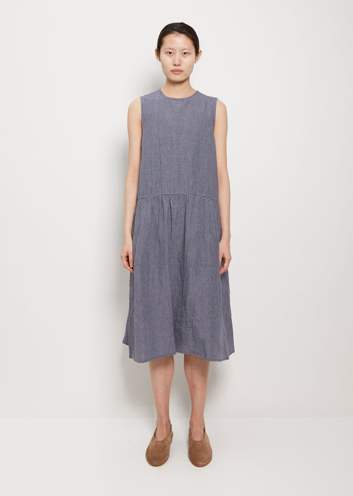 Gathered Skirt Linen Dress