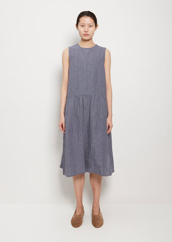 Gathered Skirt Linen Dress