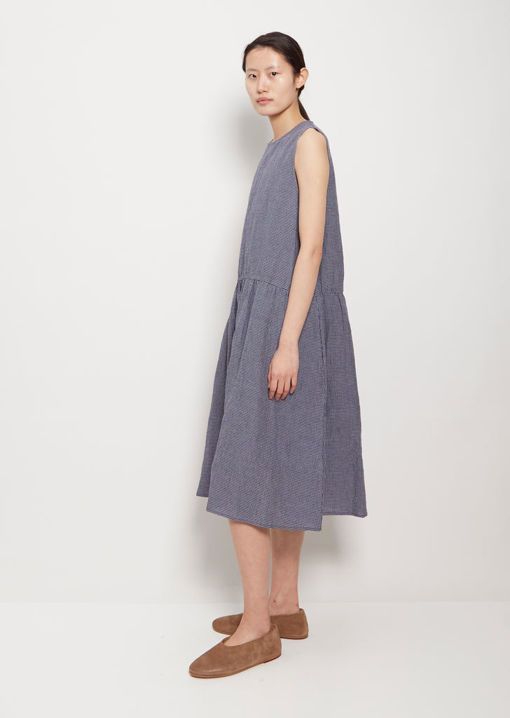Gathered Skirt Linen Dress