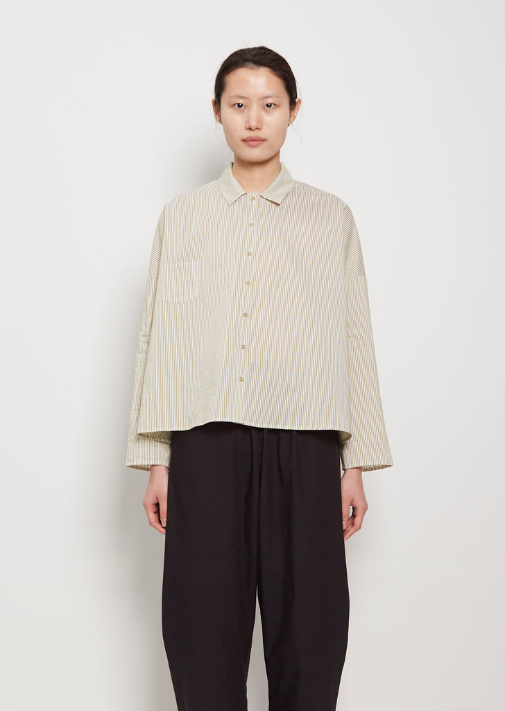 Mini Collar Cotton Silk Boxy Shirt