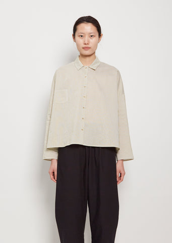 Mini Collar Cotton Silk Boxy Shirt