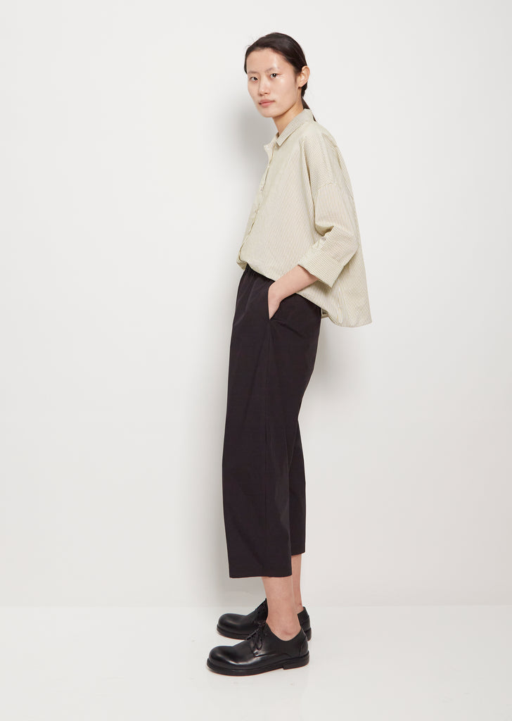 Cropped Cotton Balloon Trousers — Dark