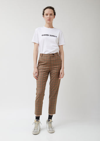 Brown Plaid Suit Pant
