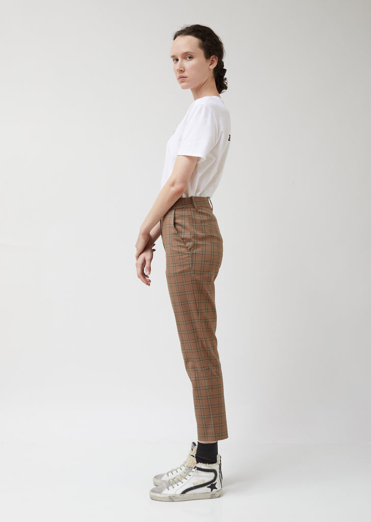 Brown Plaid Suit Pant