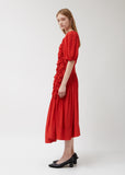 Silk Ruched Flower Dress