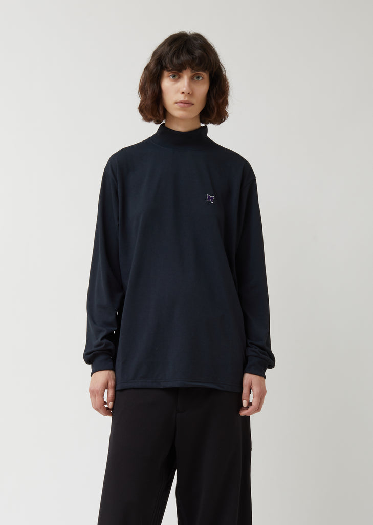 Synthetic Jersey Mock Neck Tee