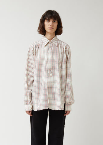 Tattersall Plaid Regular Collar EDW Gather Shirt