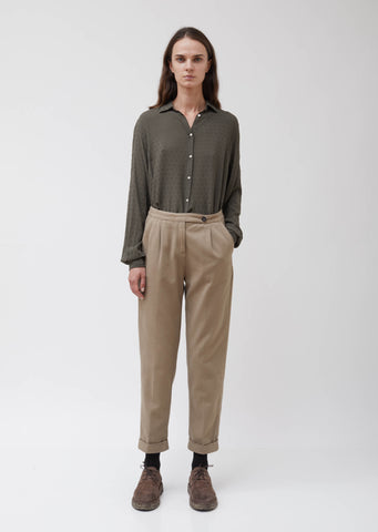Khaki Cotton-Cashmere Twill Boga Pants