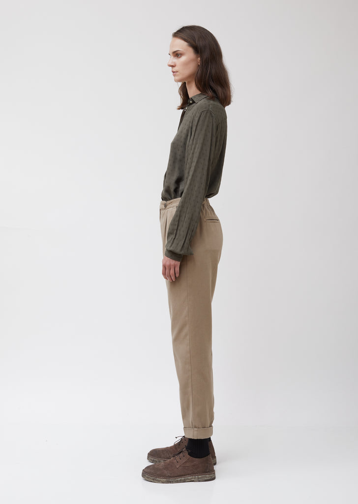 Khaki Cotton-Cashmere Twill Boga Pants