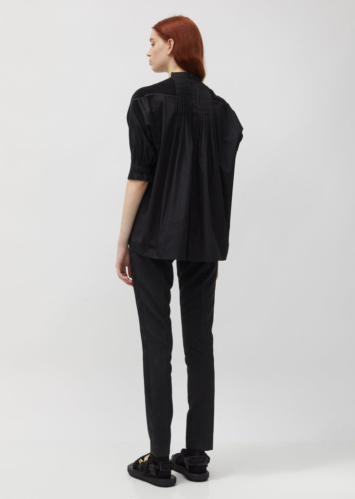 Cotton Rib Knit & Shirt Back Pullover