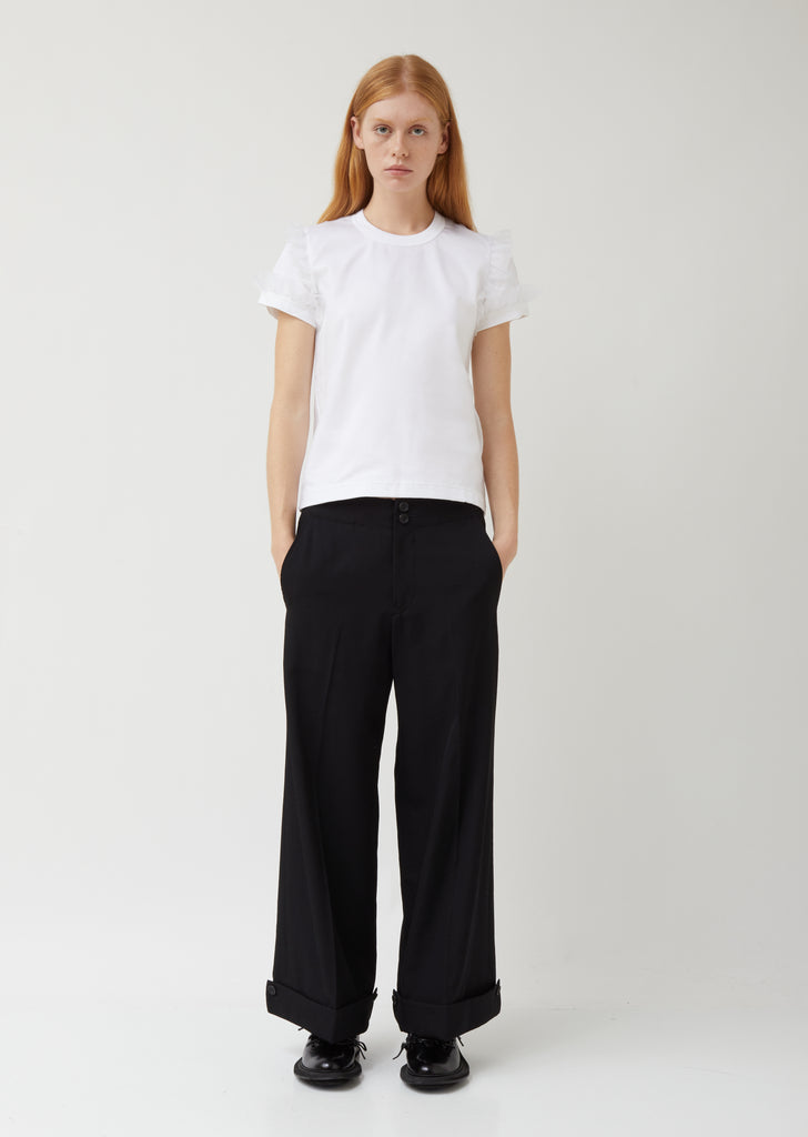 Cotton Ponte x Polyester Organdy Top