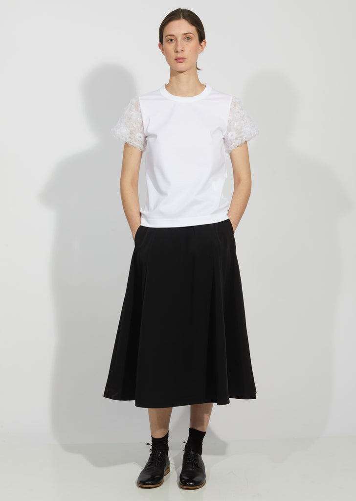 Flower Lace Sleeve T-Shirt