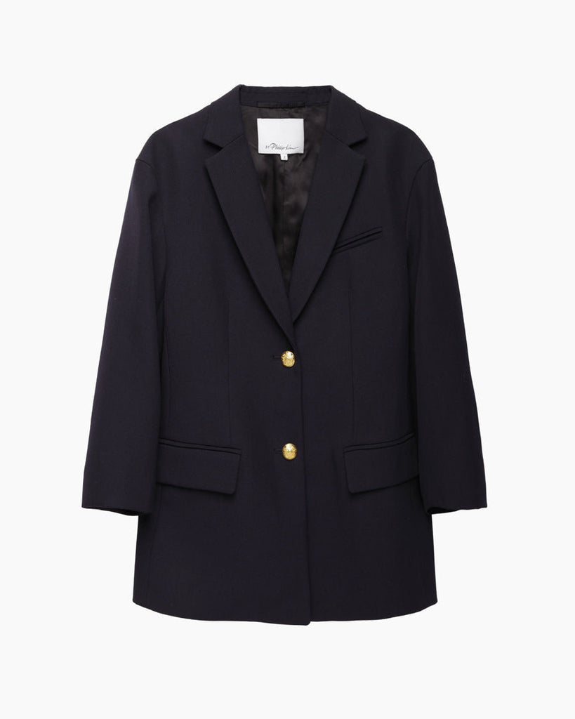 Cropped Sleeve Double Button Blazer