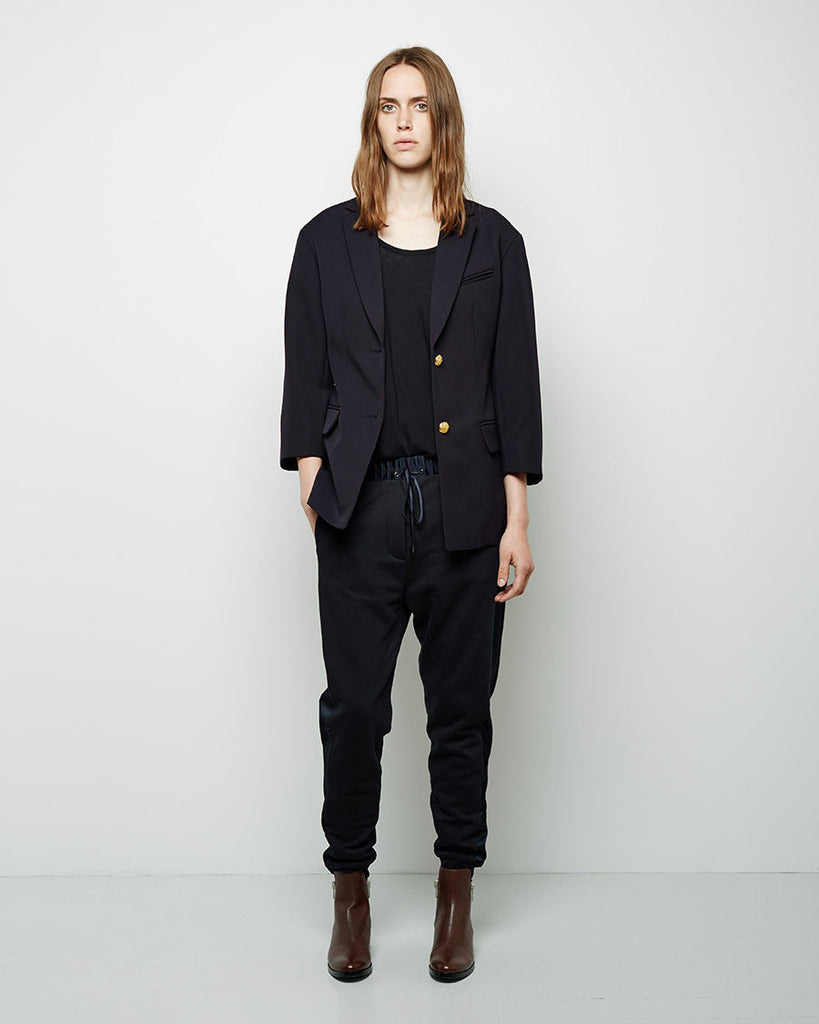 Cropped Sleeve Double Button Blazer