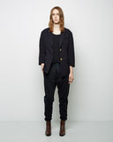 Cropped Sleeve Double Button Blazer