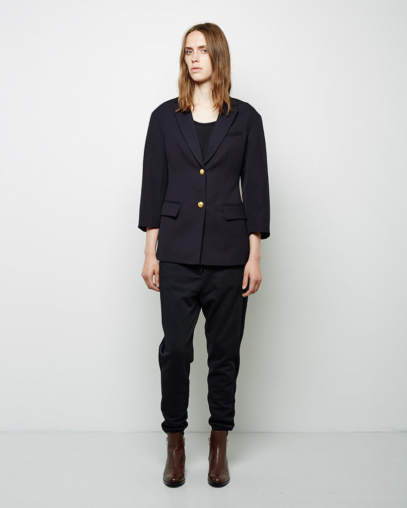 Cropped Sleeve Double Button Blazer