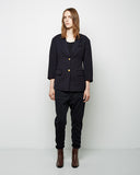 Cropped Sleeve Double Button Blazer