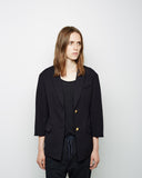 Cropped Sleeve Double Button Blazer