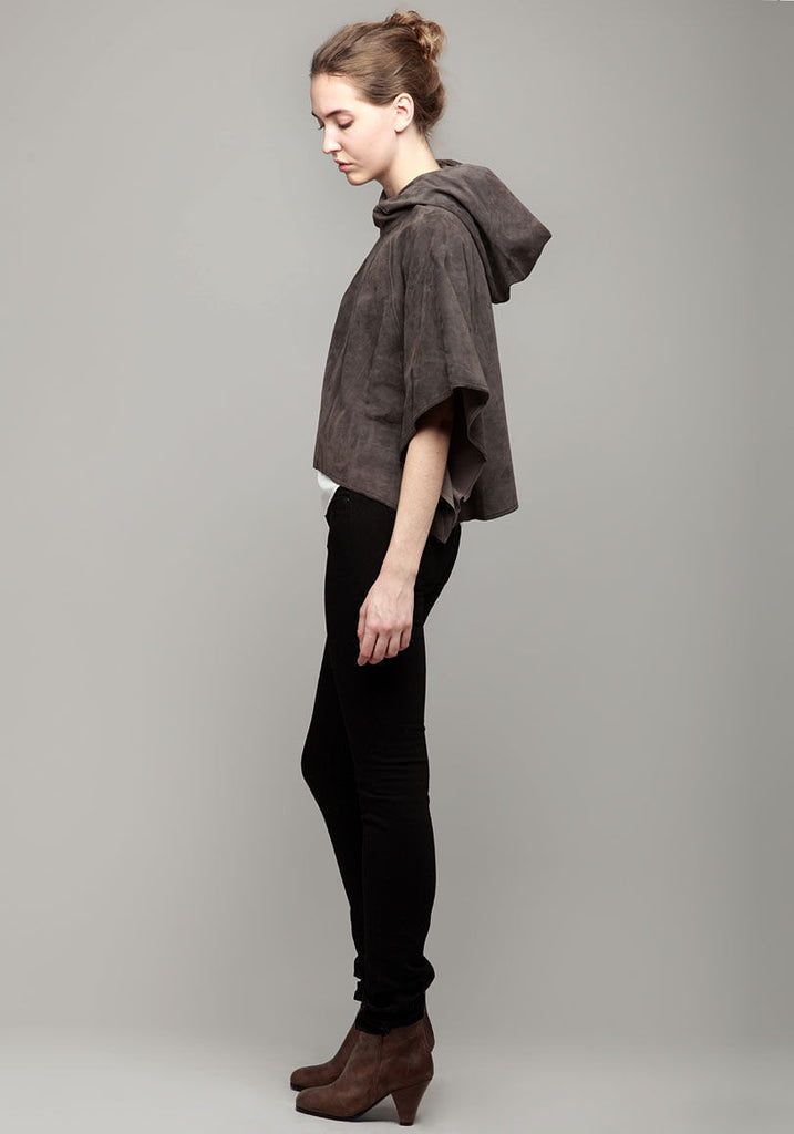 Cropped Suede Poncho