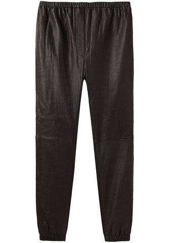 Elastic Waist Leather Sweat Pant