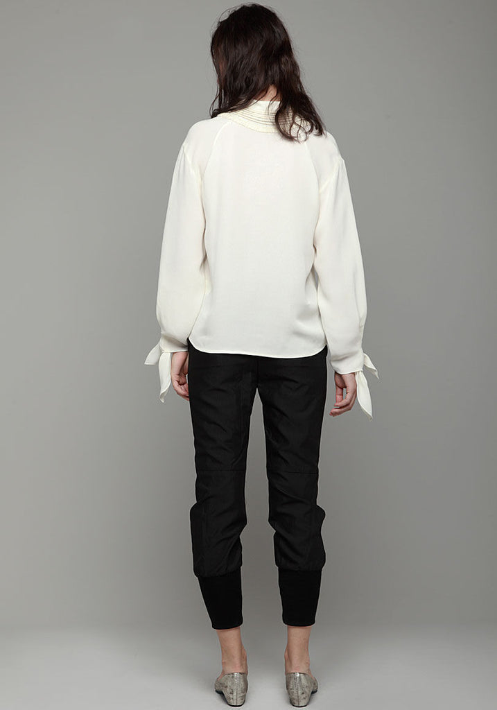 Embroidered Blouse w/ Tied Sleeves