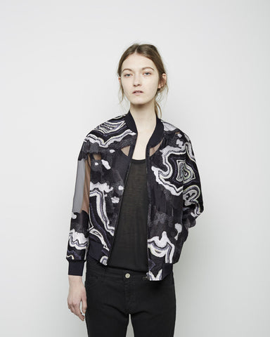 Embroidered Organza Bomber