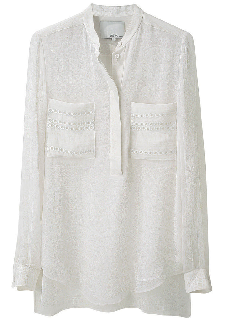 Eyelet Lace Print Blouse