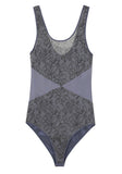 Printed Lace Silk Bodysuit