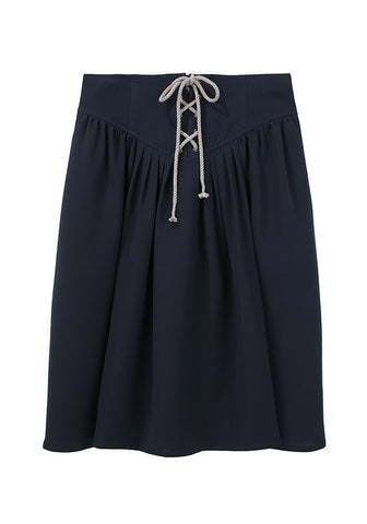 Lace-Up Gathered Skirt